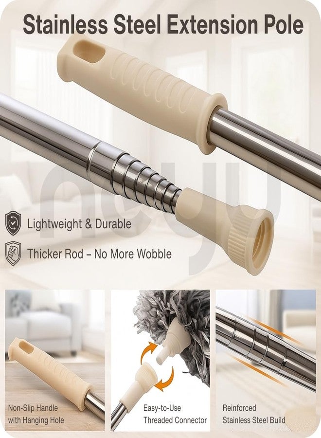 NEYU Fan Cleaner Brush Long Handle for Ceiling & Wall | Microfiber Duster Stick for Dust Cleaning | Extendable Feather Broom Mop | Spider Web Net Jaale Remover Jhul Jharu for Home Roof Dusting - Image 4